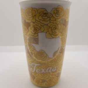 *NEW* Starbucks Texas Yellow Rose Ceramic Travel Cup Mug Tumbler with Lid 12oz